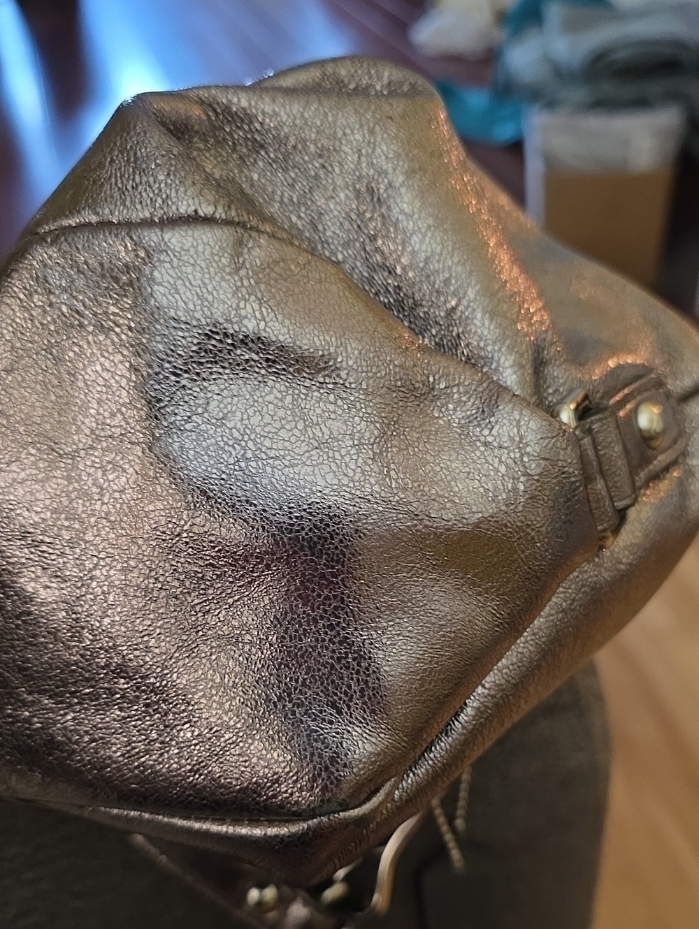 COACH Brooke Handbag Leather Pewter Metallic Hobo Purse F17165 Silver Hardware - Picture 12 of 16